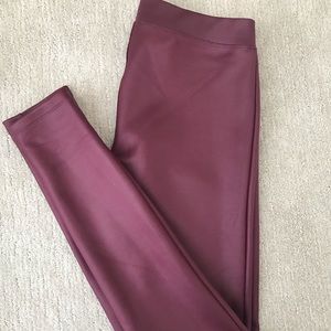 Cranberry faux leather pull up Leggings